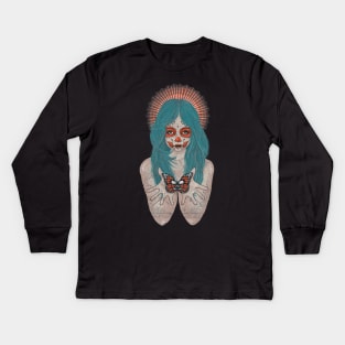Santa Muerte and the Butterfly Kids Long Sleeve T-Shirt